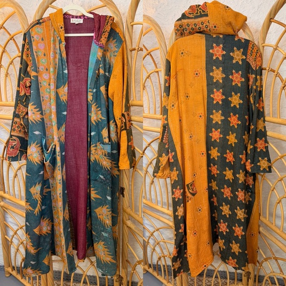 Kantha Bae Jackets & Blazers - Kantha Bae Rising Sun hooded duster coat